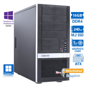 OEM Extra Tower Xeon W-2123(4-Cores)/16GB DDR4/240GB M.2 SSD/Nvidia 5GB/DVD/10P Grade A+ Workstation